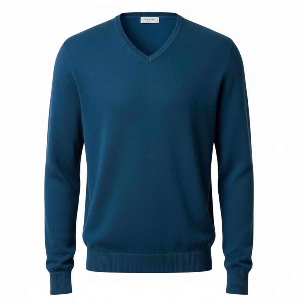 Tom Jones 100% Merino Wool Long Sleeve V-Neck Deep Teal Lightweight Sweater L